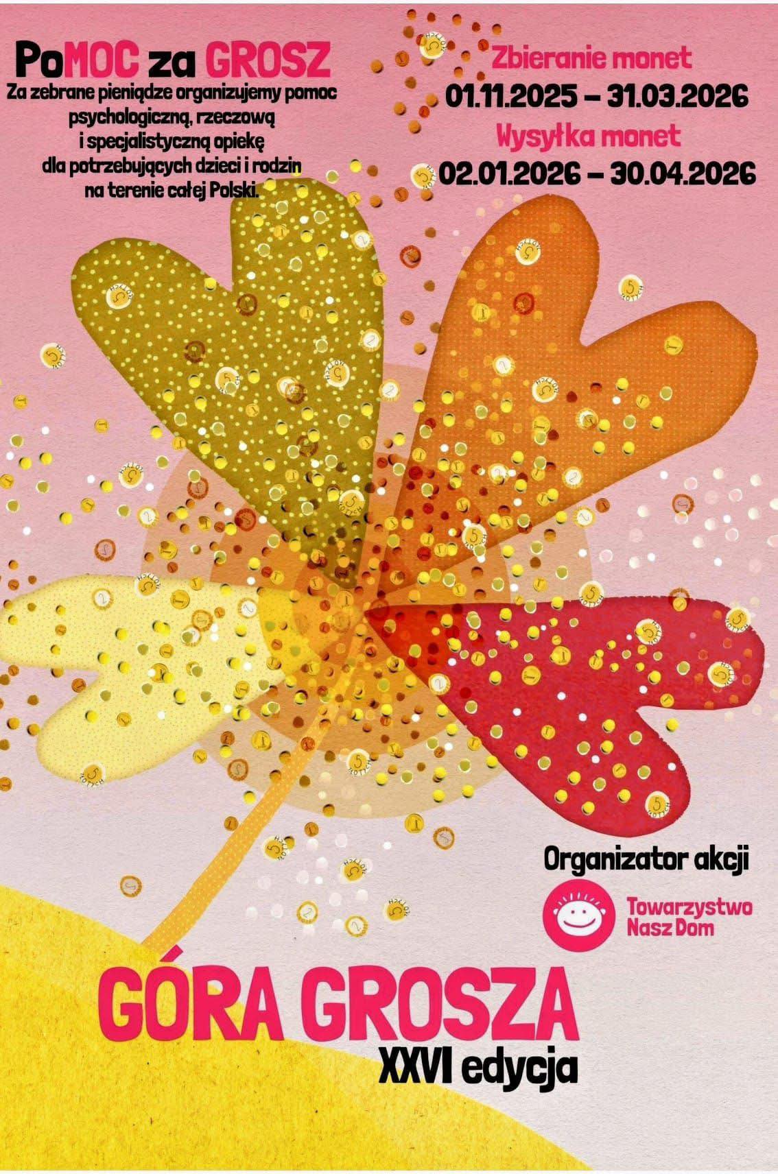 Plakat akcji Góra grosza zbiórka monet 