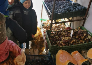 Dzieci z wizytą w warzywniaku